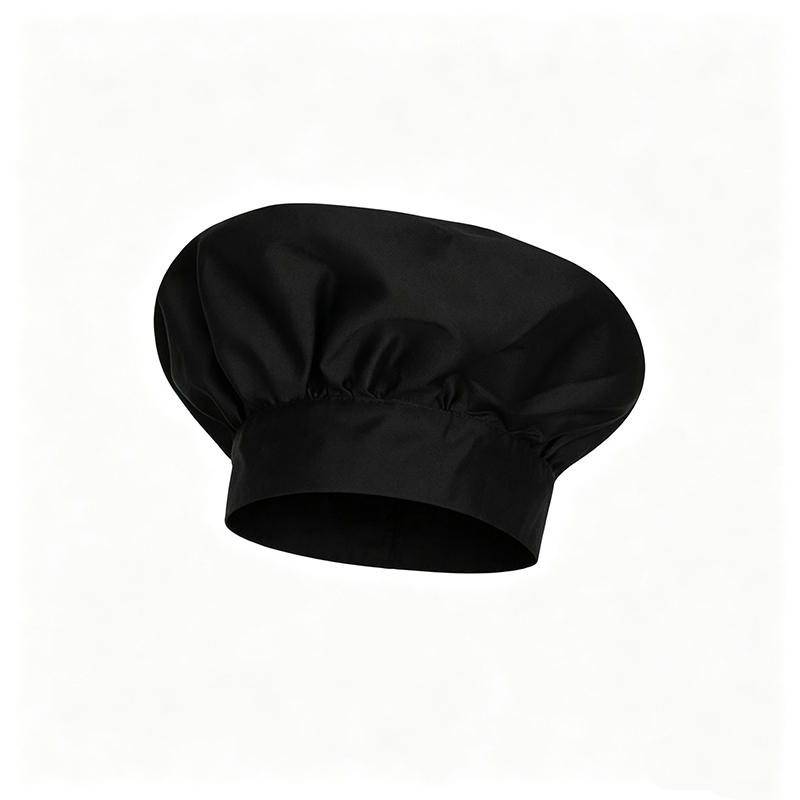 HAT-003A  Black Chef Toque, Classic Puff Top Chef Hat, Solid Color Kitchen Work Cap for Restaurant, Hotel & Catering Staff