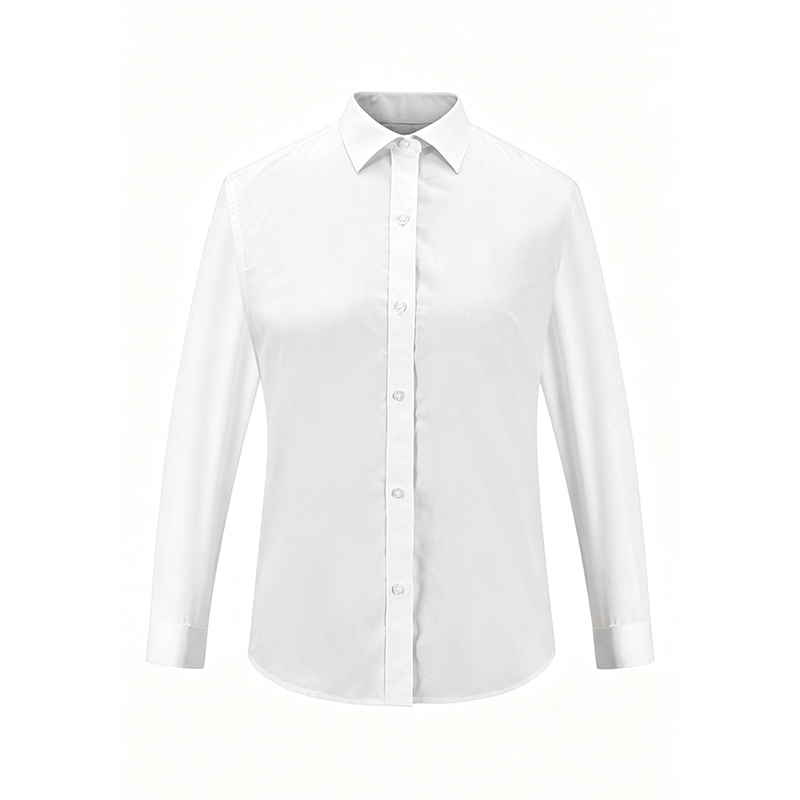 SHRT-011A   Women's Point Collar Long Sleeve Shirt, White Classic Collar Work Uniform Blouse for Hotel, Restaurant & Catering