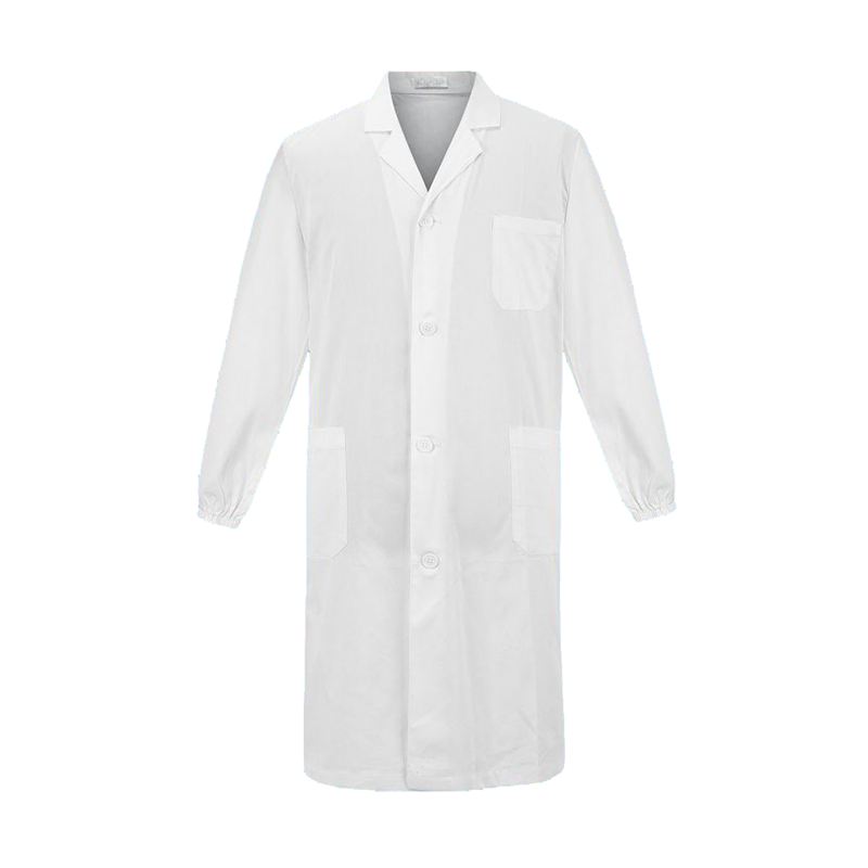 MEDC-L004 Men's Straight Cut Medical Lab Coat, 100% Cotton White Doctor Coat, Long Sleeve Multi Pockets for Hospital, Clinic & Lab