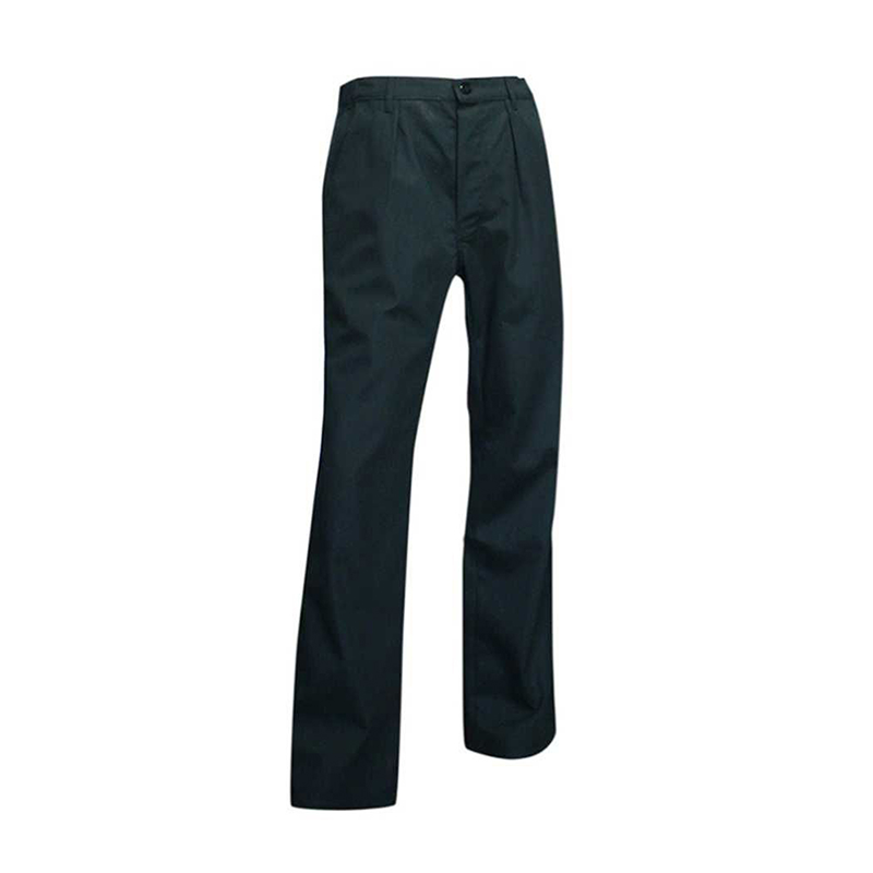 CHPN-L016A   Black Pleated Chef Trousers, Suit Style Button Waist Work Pants for Kitchen & Catering Staff