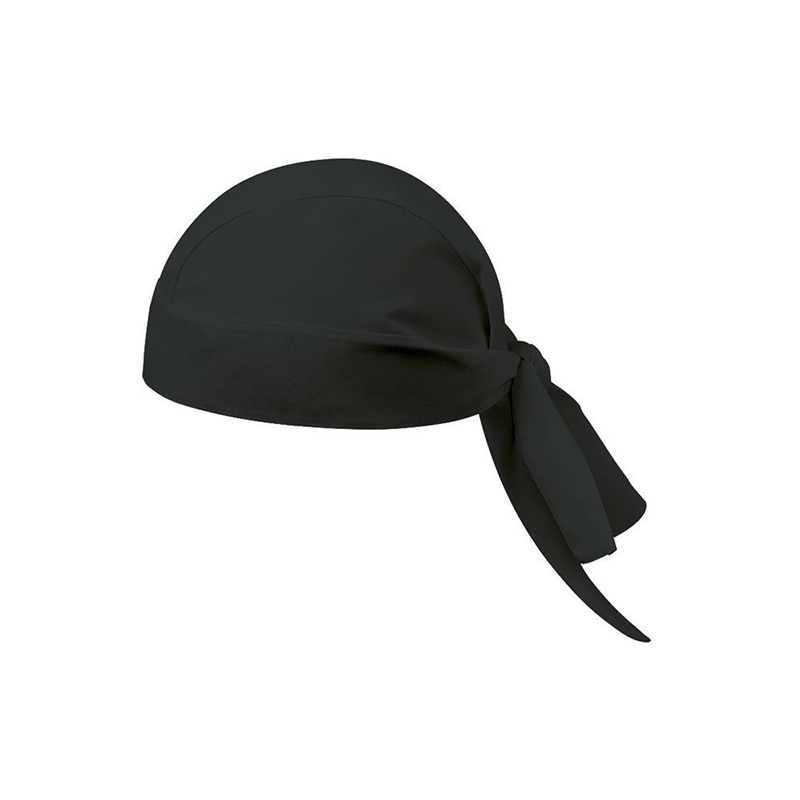 HAT-018B  Black Tie Back Chef Beanie, Kitchen Work Cap, Breathable Chef Hat for Restaurant & Catering Staff