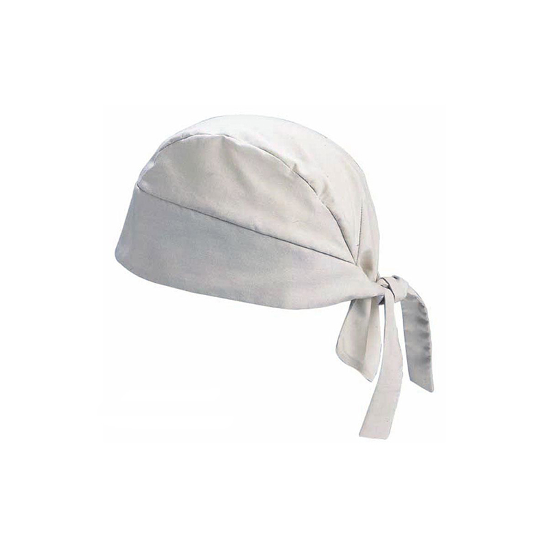 HAT-018A  White Tie Back Chef Beanie, Kitchen Work Cap, Breathable Chef Hat for Restaurant & Catering Staff