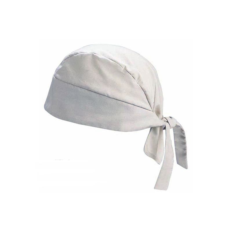 HAT-018A-01  White Ultra-Thin Tie Back Chef Beanie, Lightweight Kitchen Work Cap, Breathable Chef Hat for Restaurant Staff
