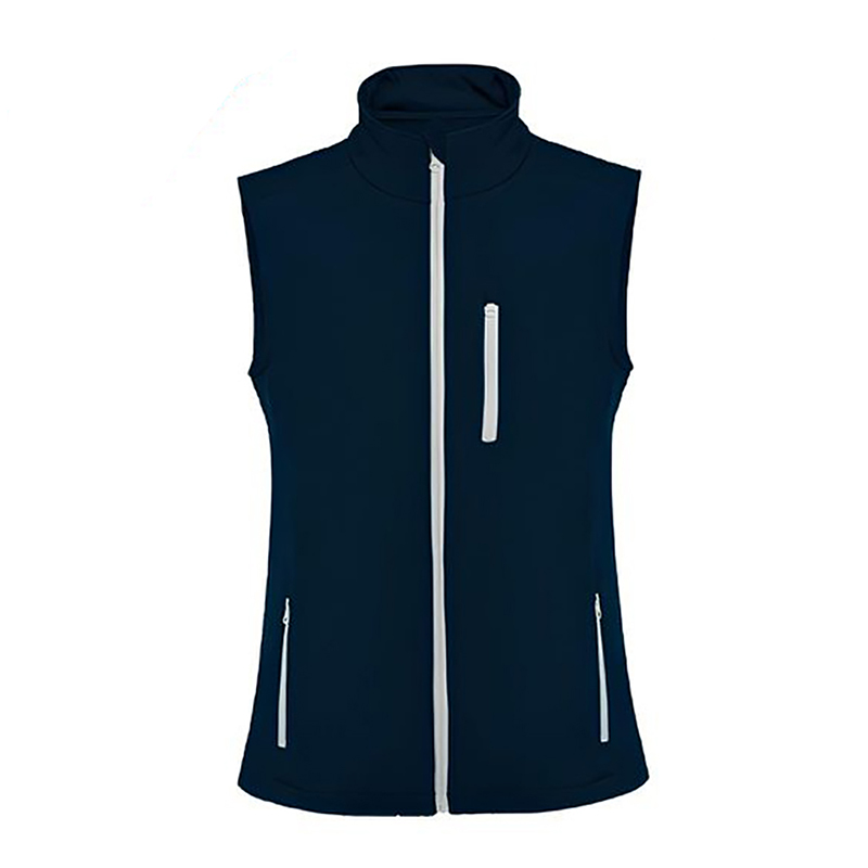 VEST-101B-SF  Blue Softshell Work Vest with Fleece Lining, Stand Collar Warm Gilet with Adjustable Waist for Outdoor & Work Uniform