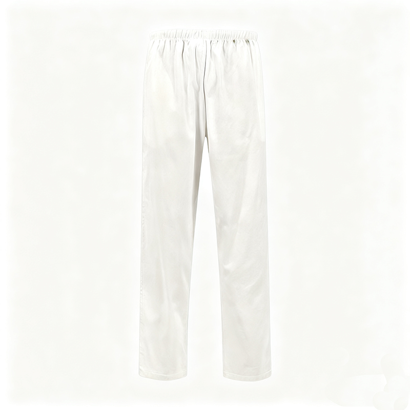 NURS-007A-01   Men's 100% Cotton White Scrub Pants, Elastic Waist Medical Trousers with Side & Back Pockets for Doctor Nurse Uniform
