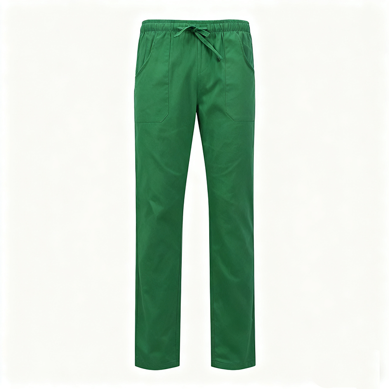 NURE-008B-01   Women's 100% Cotton Green Scrub Pants, Elastic Waist Medical Trousers with Side & Back Pockets for Nurse Doctor Uniform